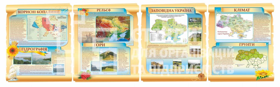 Комплект стендів в кабінет географії