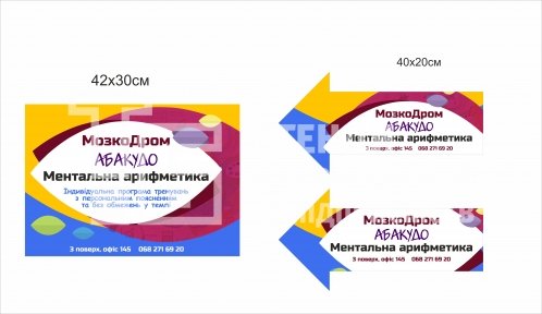 Фасадна вивіска. Вказівники для центру розвитку