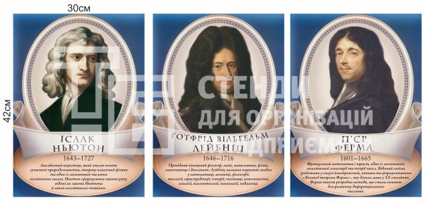 Комплект портретів математиків на пластику