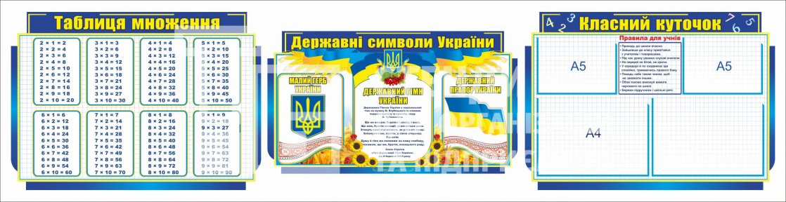 Комплект стендів з таблицею множення
